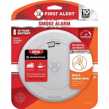 FIRST ALERT 10 Year Voice and Location Battery-Powered Photoelectric Smoke Detector 1046755